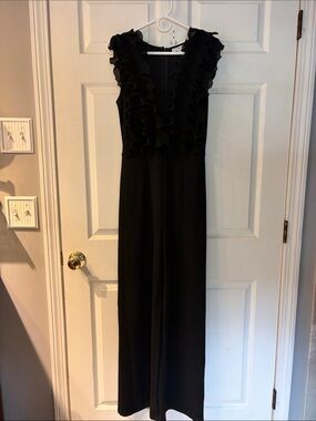 Black Ruffle Sleeveless Jumpsuit